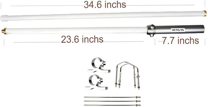 Retevis 144/430MHz Amateur Dual-Band Base Antenna,2m/70cm 7.2 dBi High Gain Base Antenna, SL16 Connector Repeater Antenna for RA25 RT95 RT97 RT97P Ham Radio Mobile Transceivers (1 Pack) - Image 5